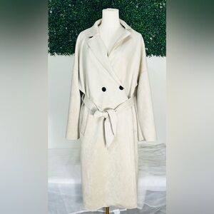 Truth by Republic Elegant Beige Women's Trench Coat Suede Effect Size Medium